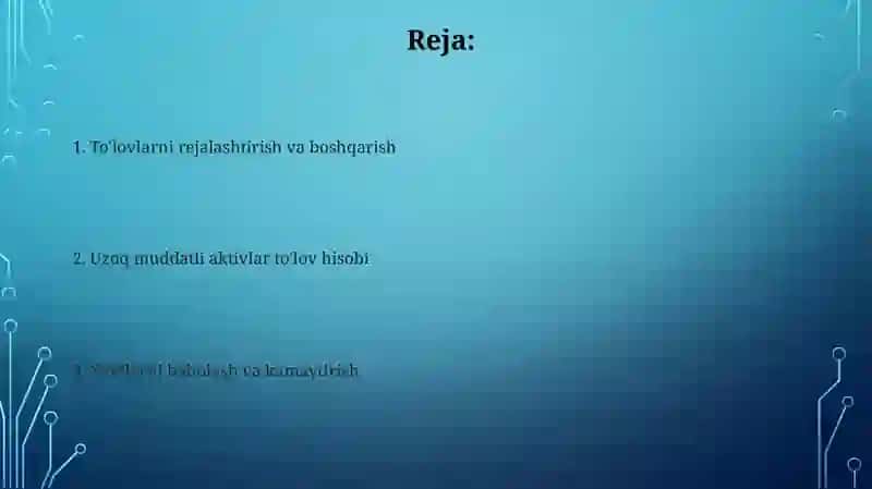 Uzoq muddatli aktivlar to'lov hisobi 2