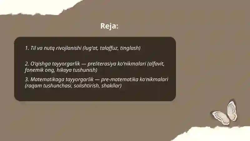 Bolalarni maktabga tayyorgarlik komponentlarining tafsifnomasi 2