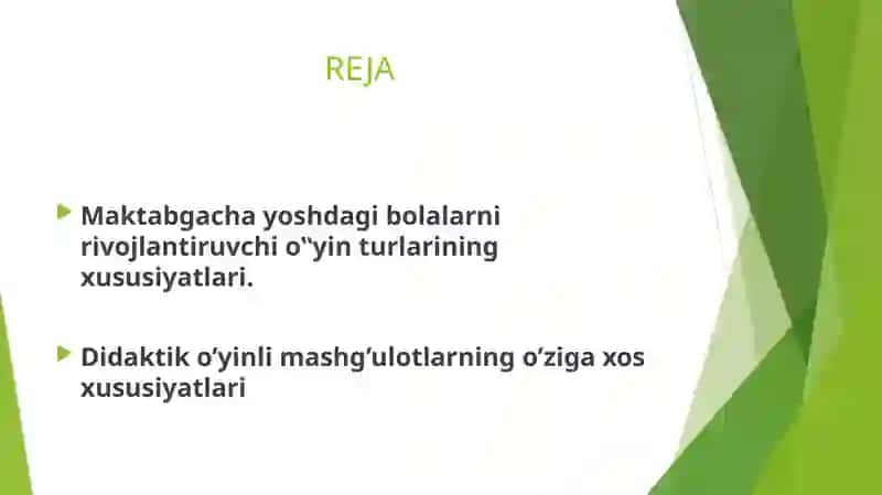 O’YIN TEXNOLOGIYASI FANIDANTAYYORLAGAN TAQDIMOTI 2
