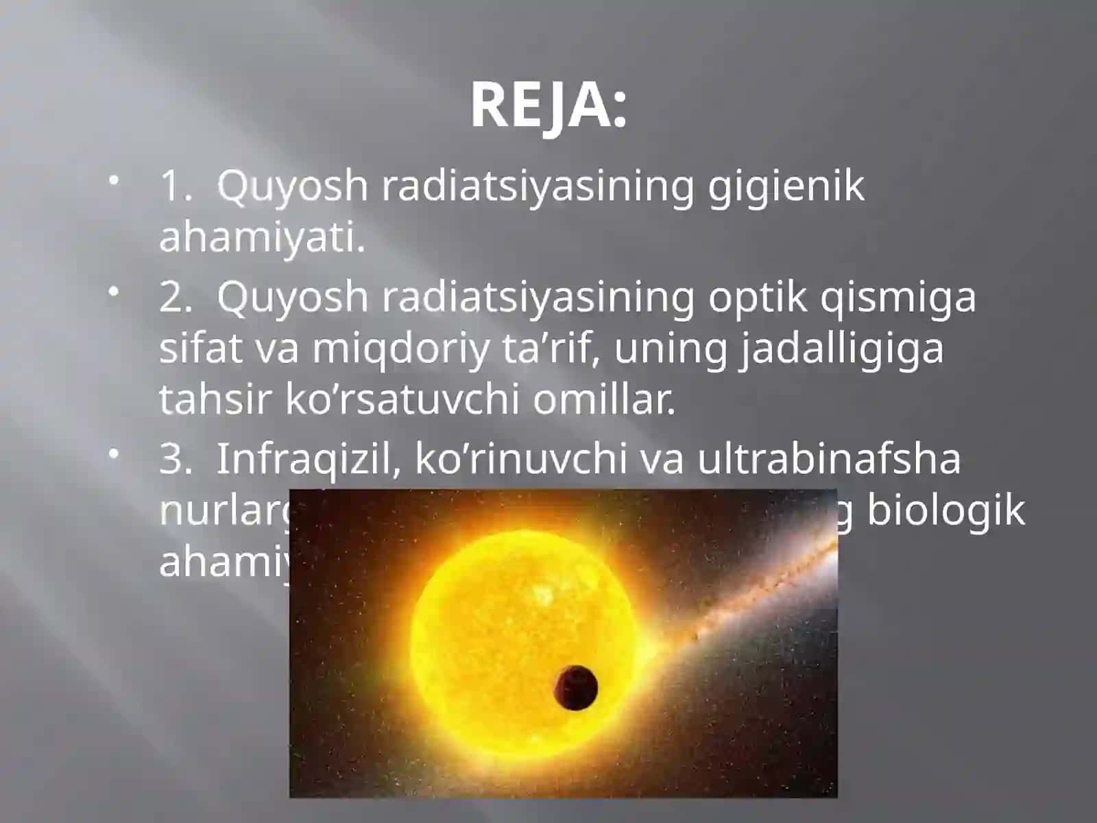 Quyosh radiatsiyasining gigienik ahamiyati 2