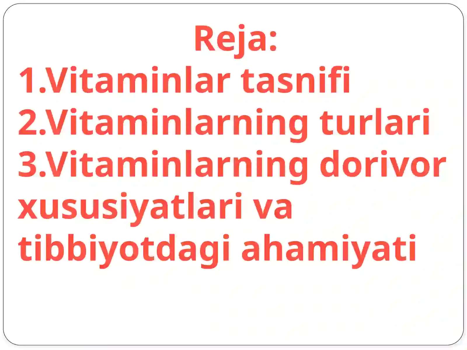 Vitaminlar farmakologiyasi. Suvda eriydigan vitaminlar 2