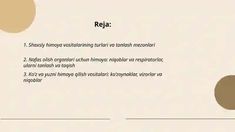 Shaxsiy Himoya Vositalari 2