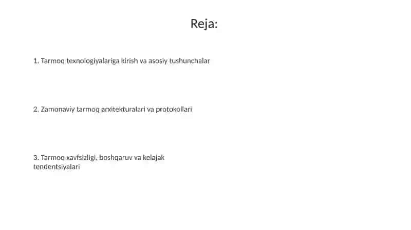 Tarmoq texnologiyalari 2