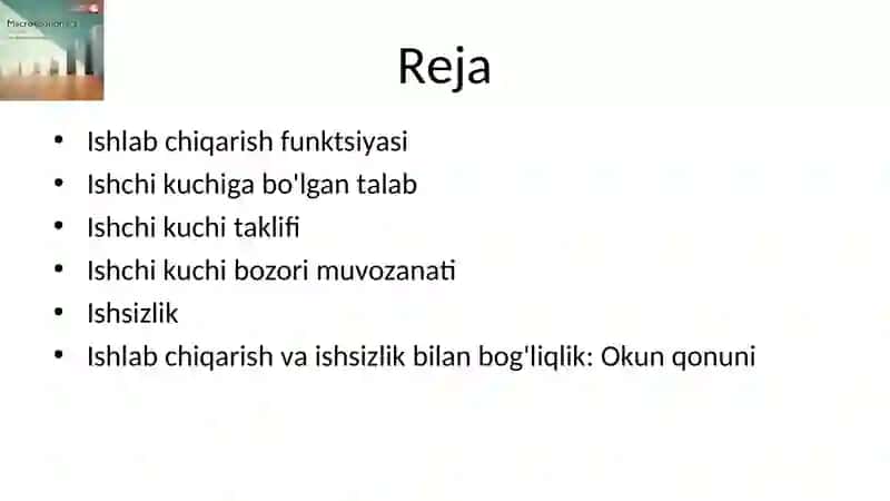 Unumdorlik, ishlab chiqarish va bandlik 2