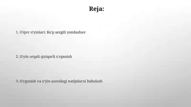 O'quv o'yinlari: Ko'p sezgili yondashuv 2
