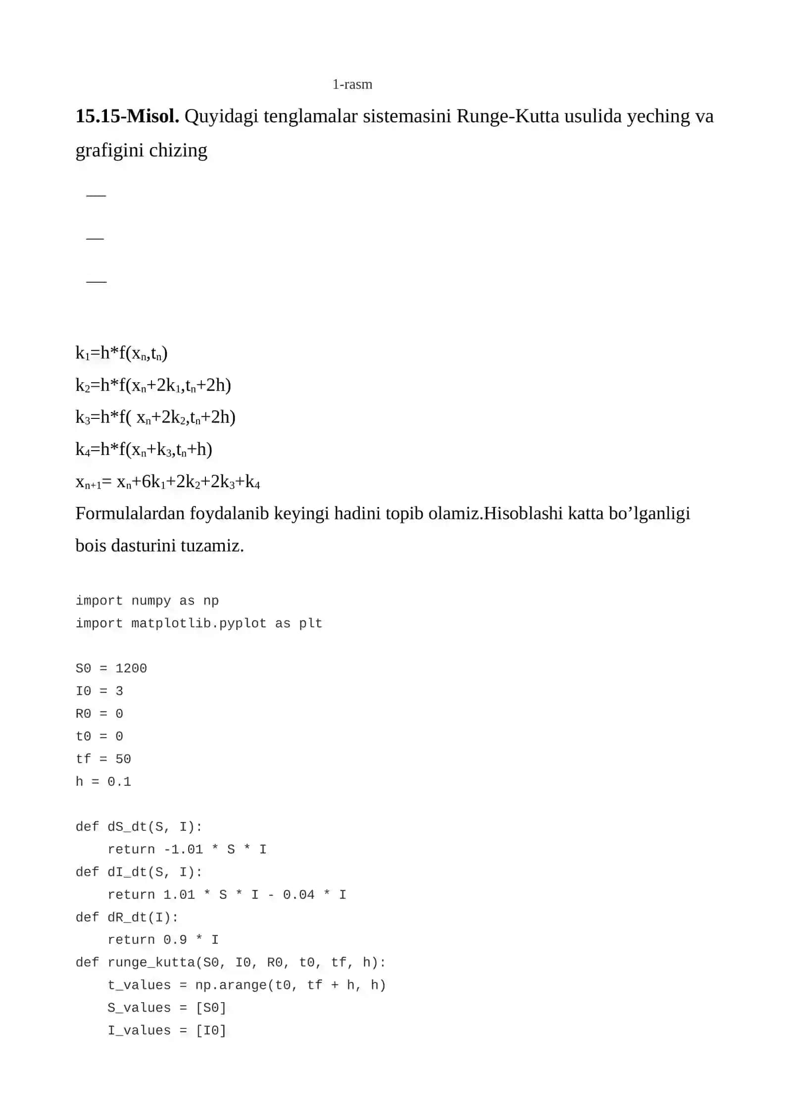 Matematik modellashdan misollar 2