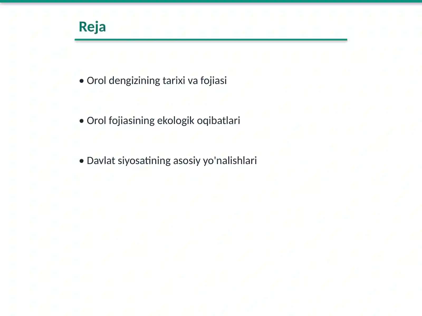 Orol fojiasiga qarshi davlat siyosati va ekologik vaziyatni yaxshilash 2
