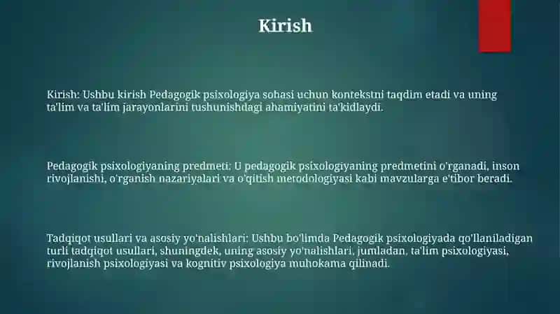 Pedagogik Psixologiya Fanining Predmeti 2