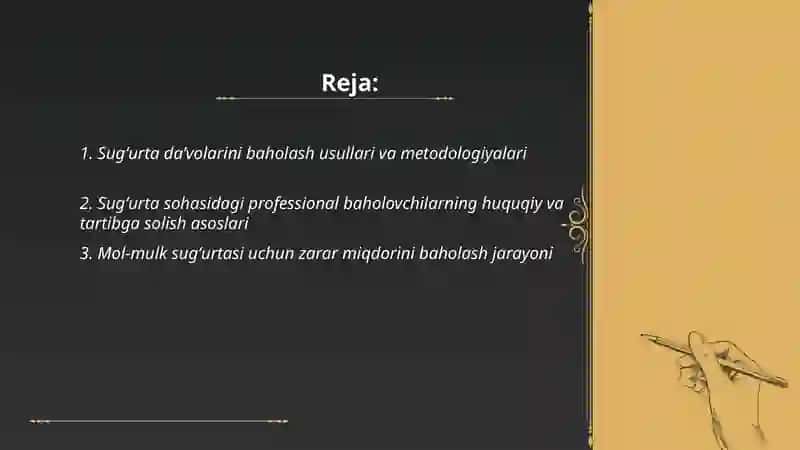 Sugʻurta sohasida professional baholovchilar faoliyati 2