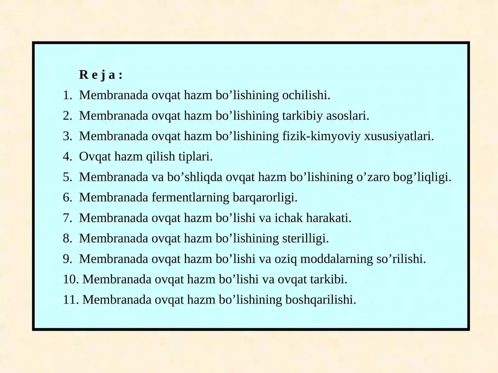 Ingichka Ichak membranasida ovqat hazm bo’lishi 2