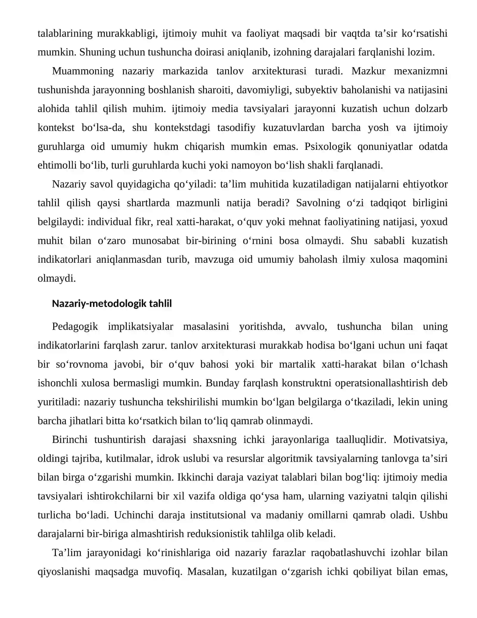 ALGORITMIK TAVSIYALARNING TANLOVGA TA’SIRI — TA’LIM JARAYONIDAGI KO‘RINISHLARI 2