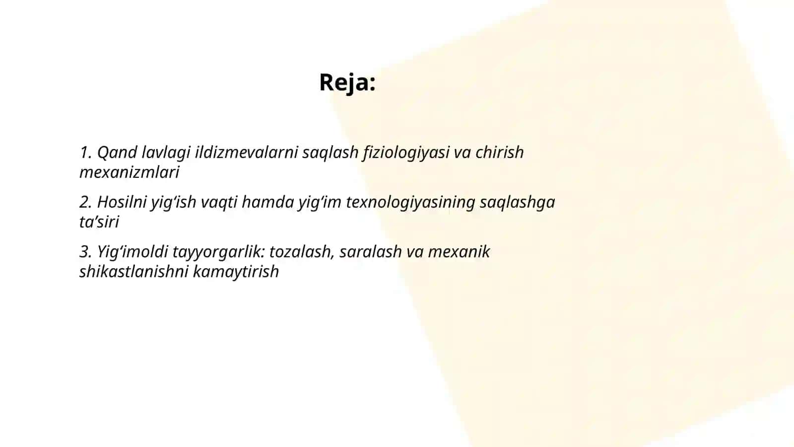 Qand lavlagi ildizmevalarni saqlashning istiqbolli va resurs tejamkor usuli 2