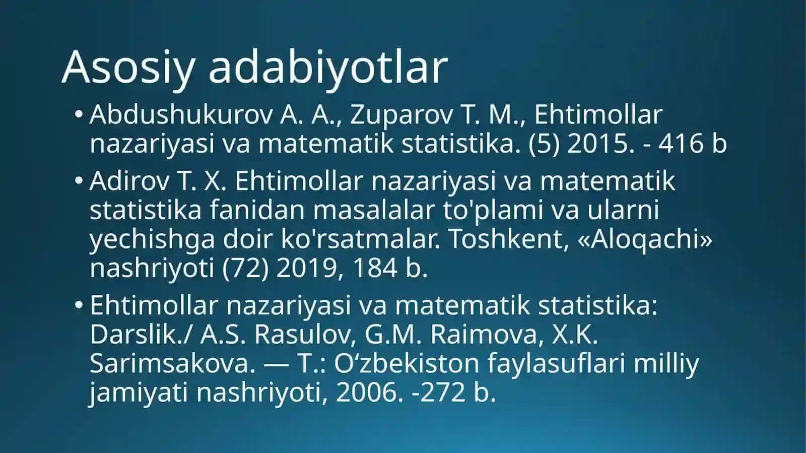 Ehtimollarning qo‘shilish va ko‘paytirish teoremalari. Shartli ehtimollik. Hodisalar. To‘la ehtimollik va Bayes formulalari 2
