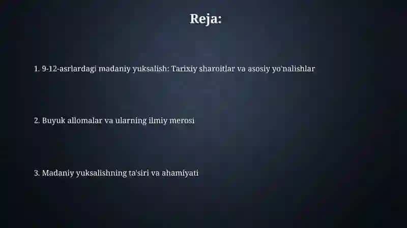9-12 asrlarda mamlakatimiz hududida roʻy bergan madaniy uygʻonish 2