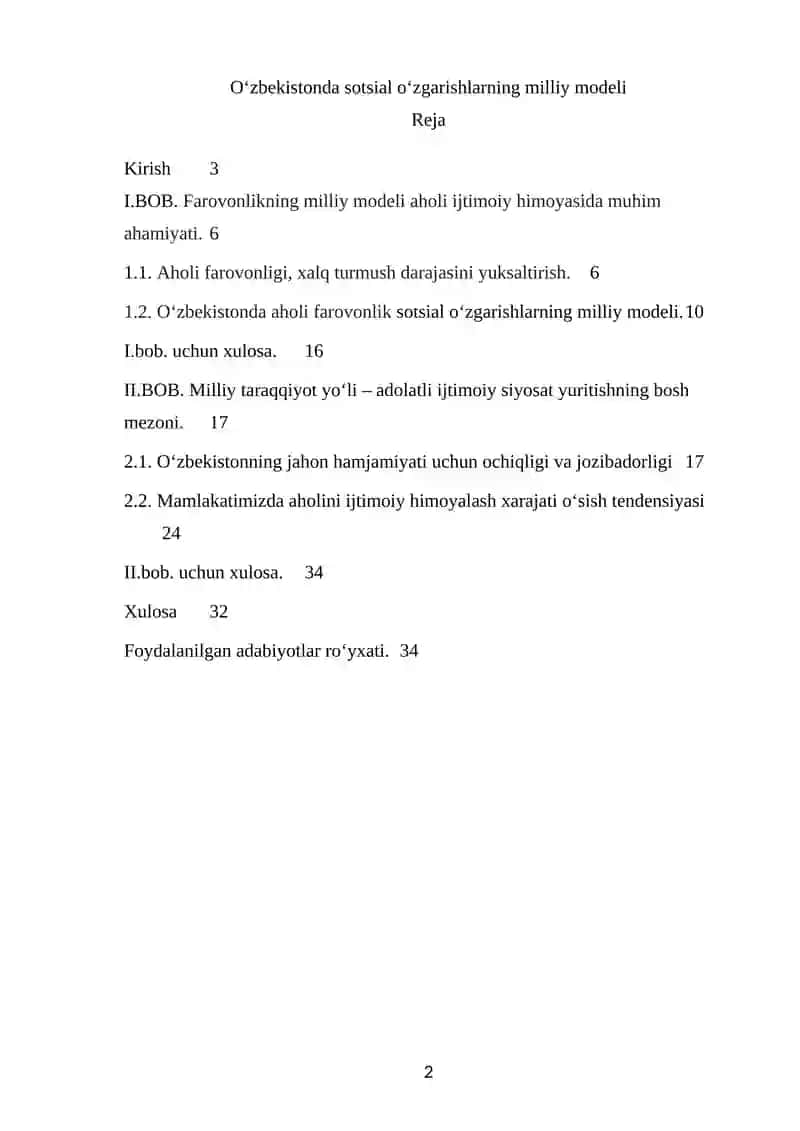 Sotsial oʻzgarishlarning milliy modeli 2