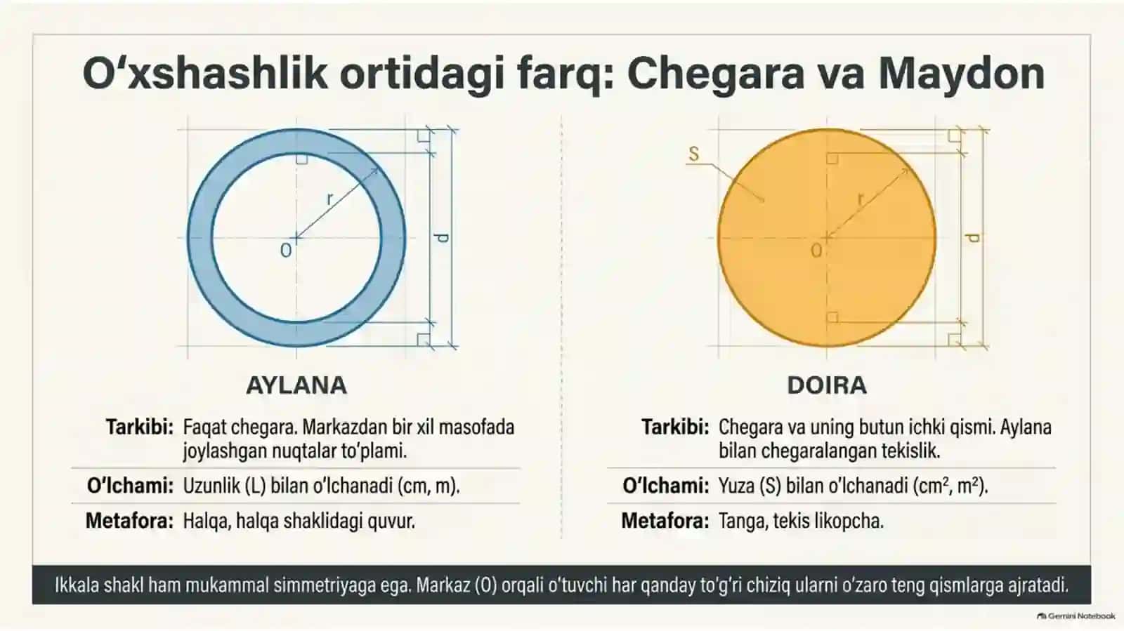 Aylana va doira geometriya 2