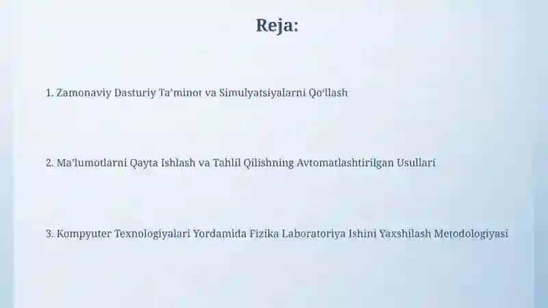 FIZIKA LABORATORIYA ISHLARINI KOMPYUTER TEXNOLOGIYASI ASOSIDA TAKOMILLASHTIRISH METODIKASI 2