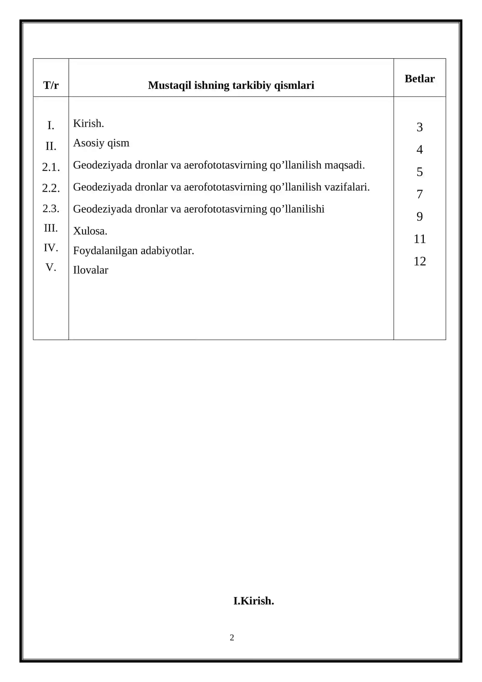 Geodeziyada dronlar va aerofototasvirning qo’llanilishi. 2