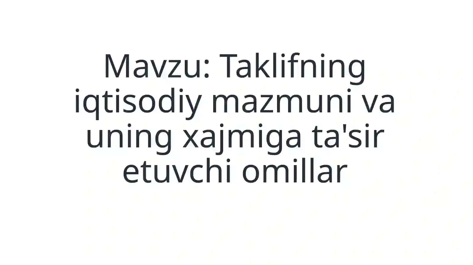 Taklif va uning xajmi 2