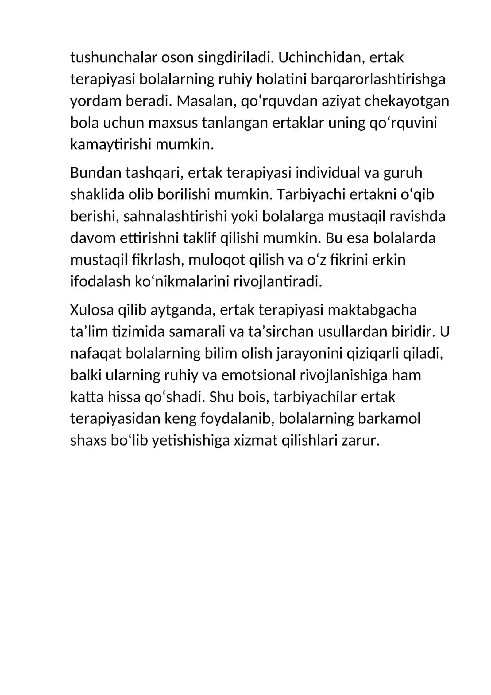 MAKTABGACHA TALIM TASHKILOTLARIDA ERTAK TERAPIYASIDAN FOYDALANISH 2