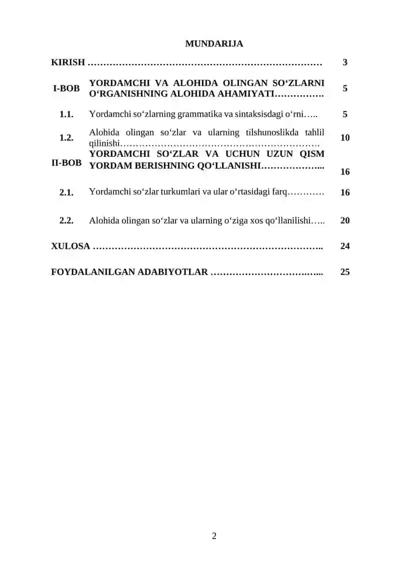 O‘zbek tilida yordamchi va alohida olingan so‘zlar 2