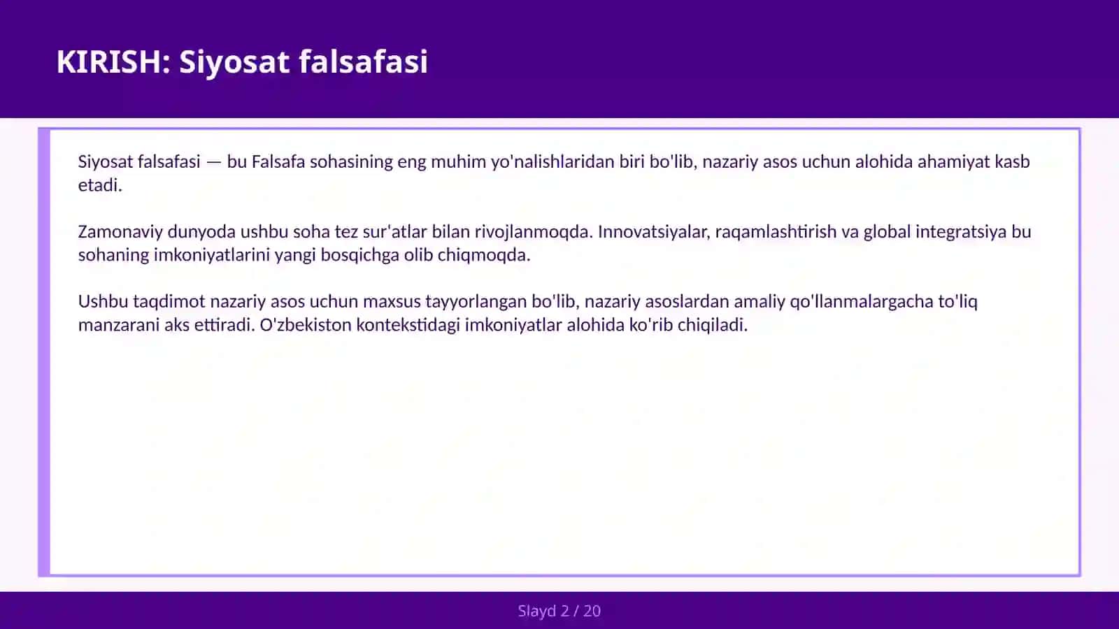 Siyosat Falsafasi 2