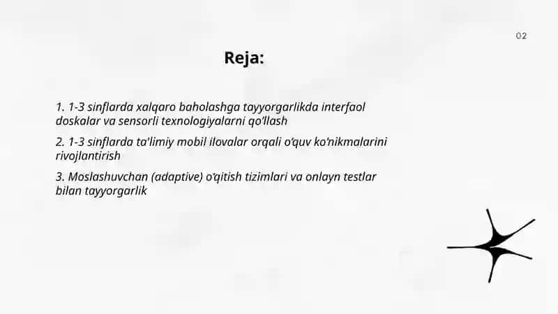 1-3 sinflarda Xalqaro baholash dasturlariga tayyorgarlik jarayonida zamonaviy axborot- kommunikatsiya texnologiyalarni qo’llash 2