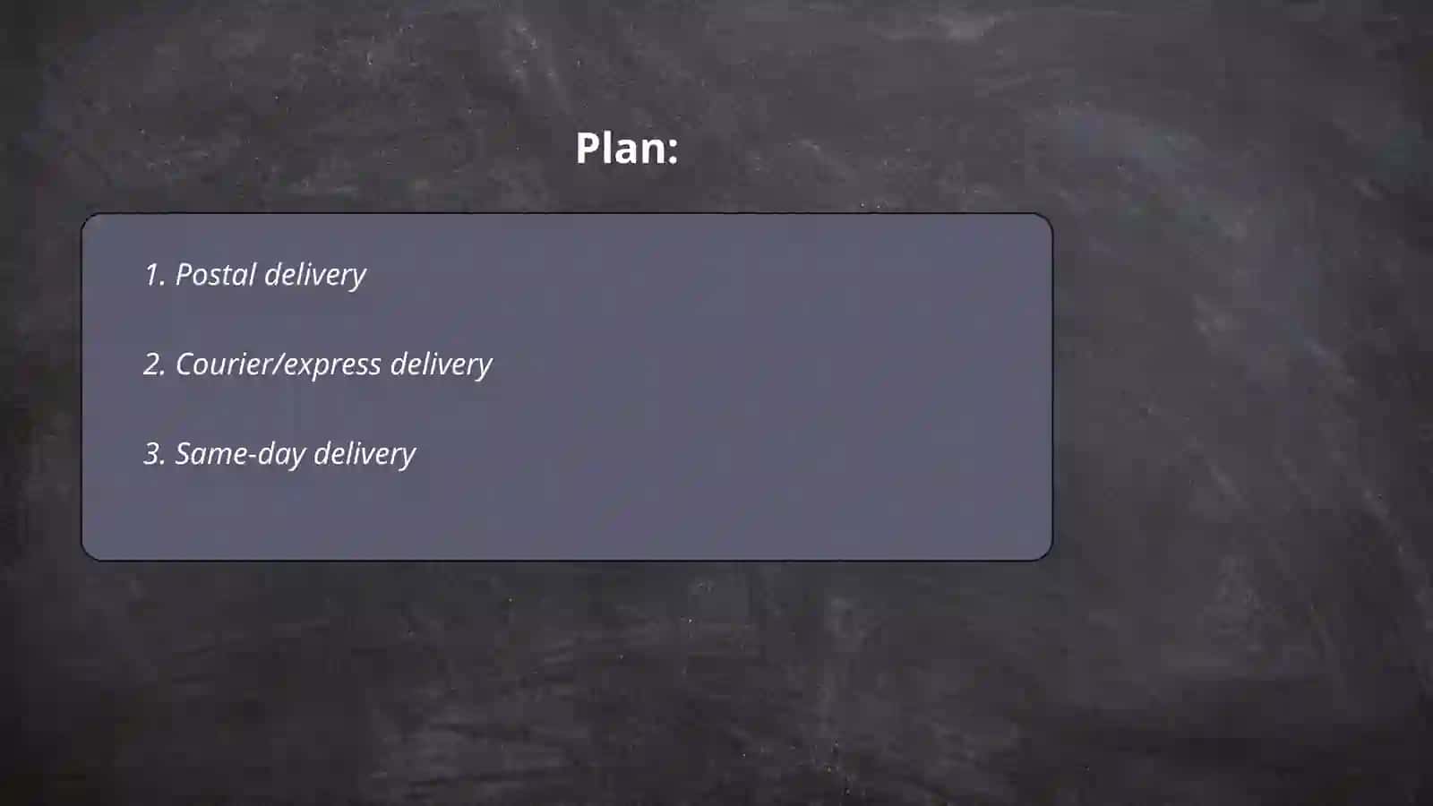 Postal delivery methods by Zebo and Farangiz 2