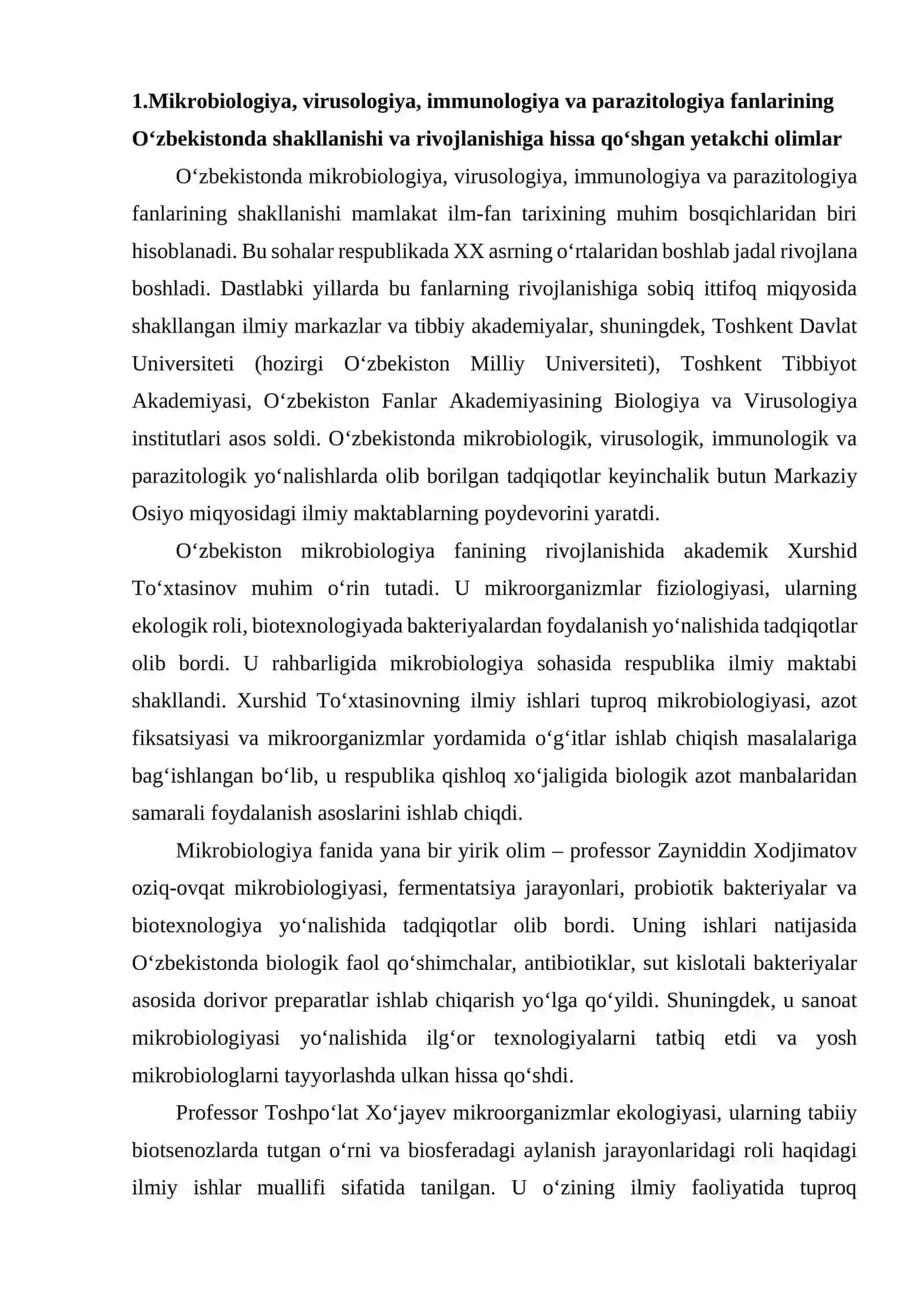 Mikrobiologiya, virusologiya, immunologiya, parazitologiya fanlari 2