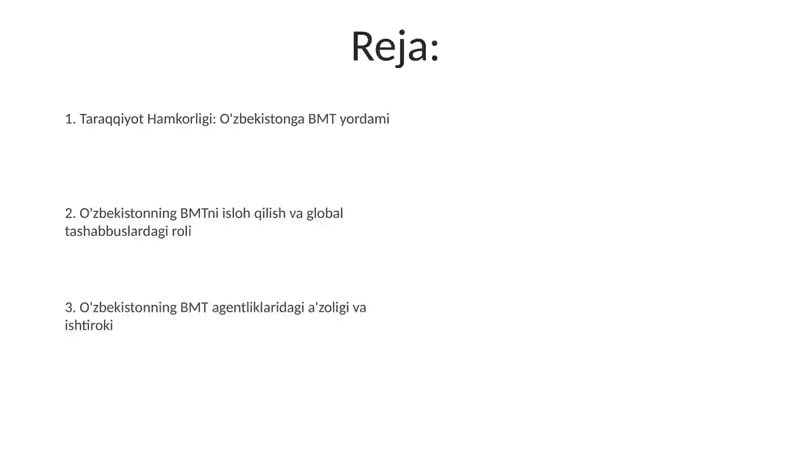 O'zbekiston Respublikasining BMT bilan hamkorligi 2