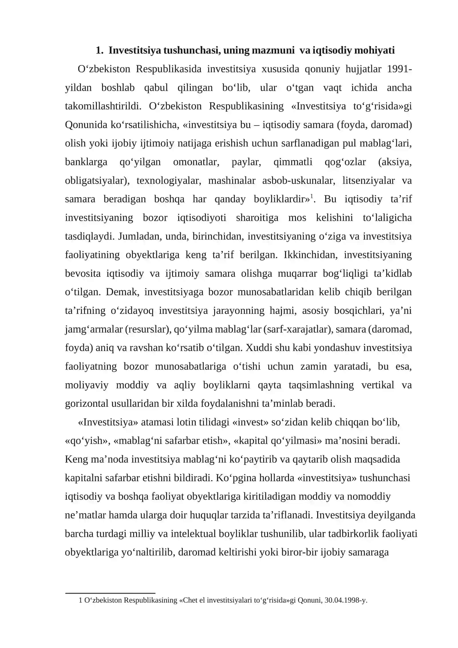 Investitsiya, uning mohiyati, iqtisodiy mazmuni va turlari 2