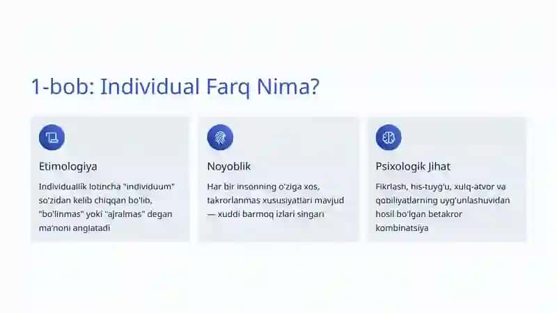 Psixologiyada Individual Farqlar: Shaxsiyat va Uning O'ziga Xosligi 2