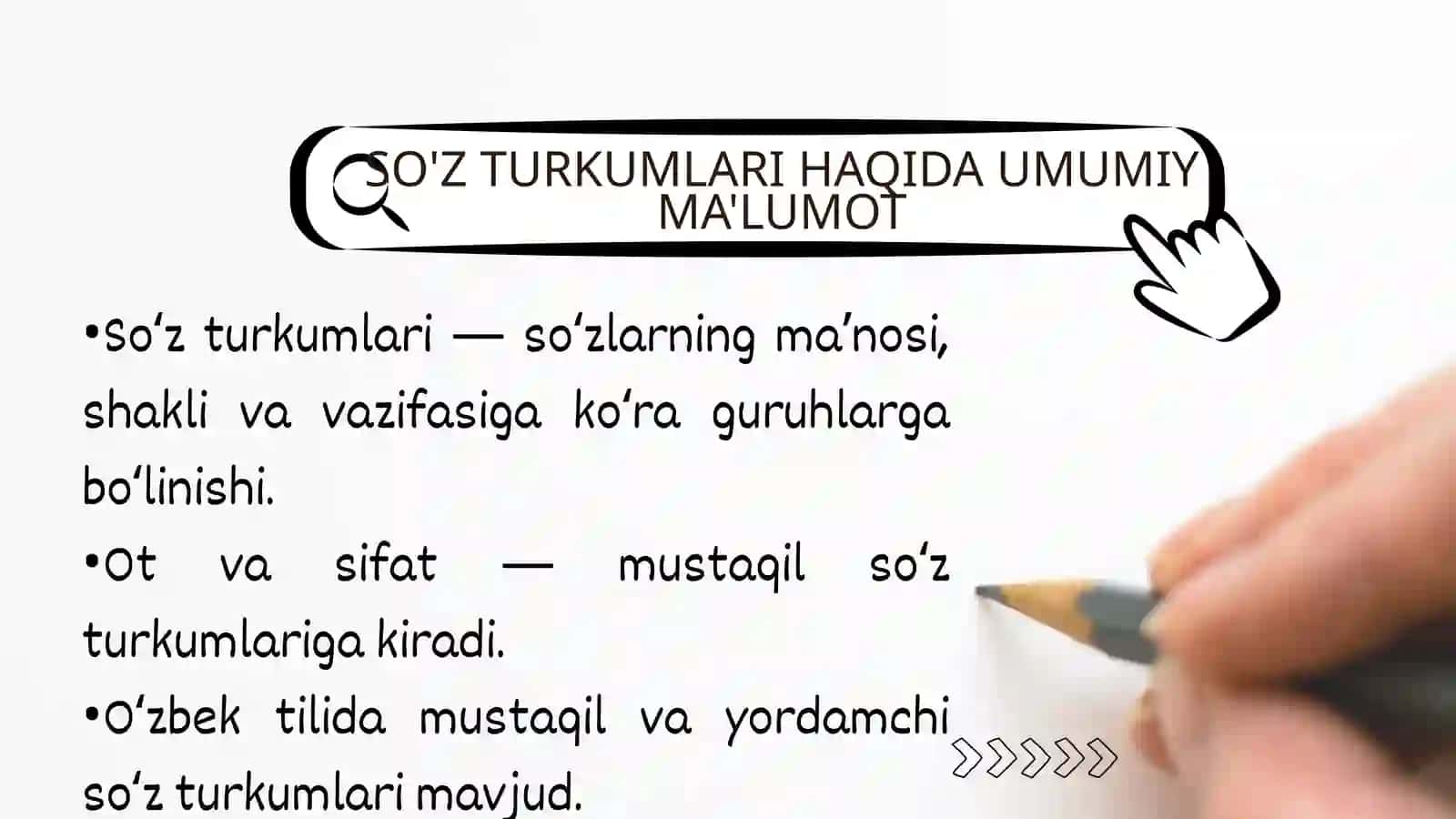 Oʻzbek tilida soʻz turkumlari ot va sifat soʻz turkumi 2
