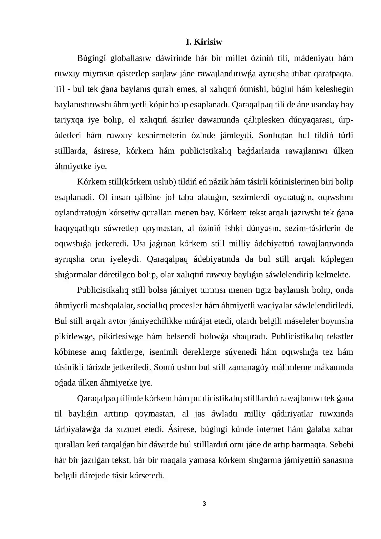 Kόrkem, publicistikalıq stillerde tekst jaratıw 2