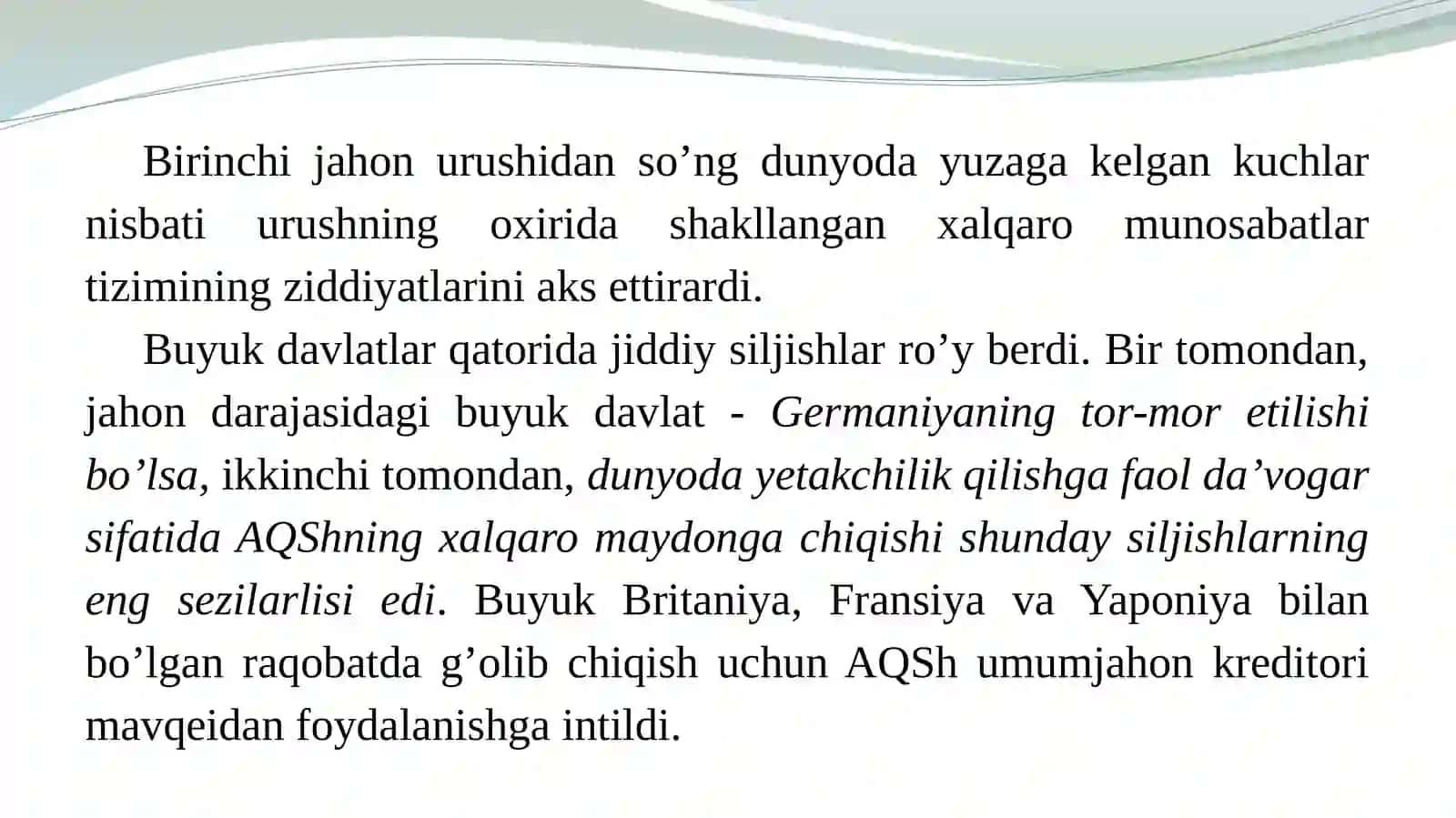VERSAL-VASHINGTON TIZIMI VA UNING SIYOSIY OQIBATLARI 2