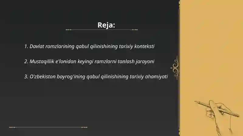 Mustaqil O'zbekiston Respublikasi Davlat ramizlarining qabul qilinishini tarixiy ahamiyati 2