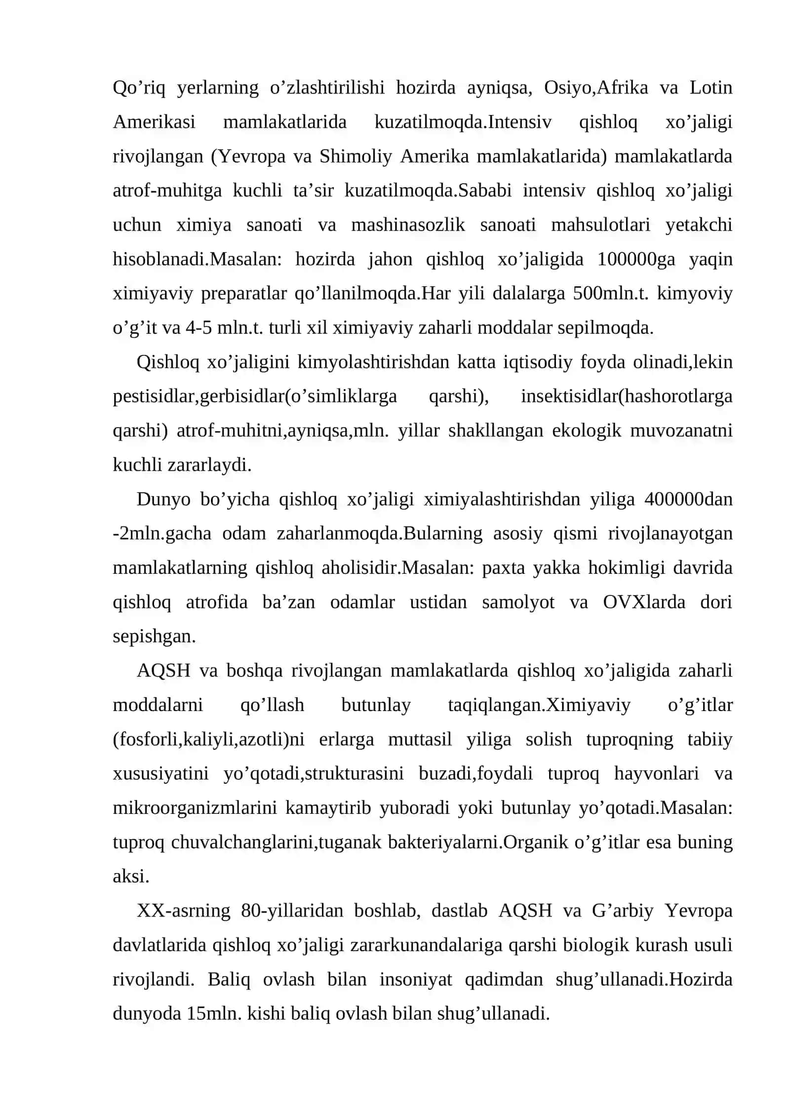 Dunyo qishloq xo’jaligi va atrof-muhit muhofazasi 2