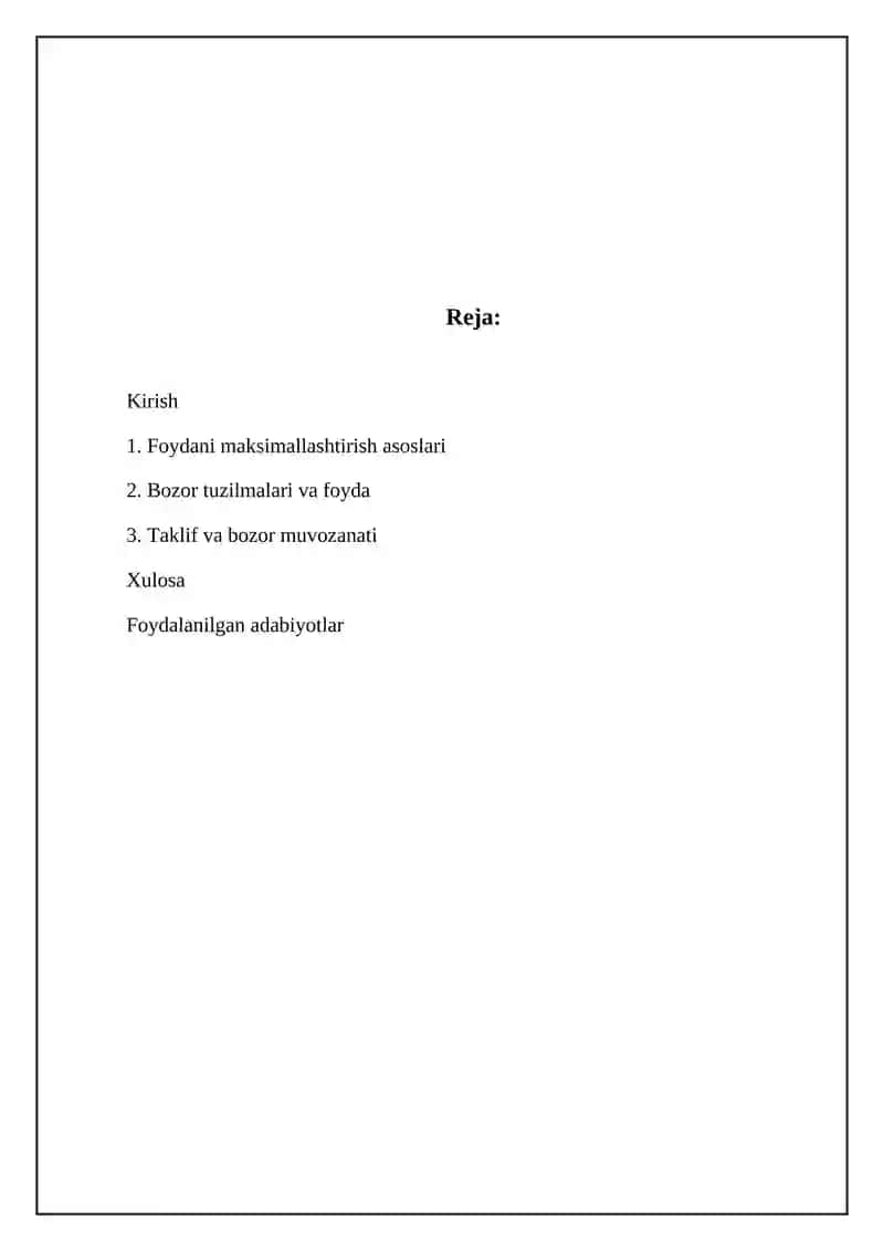Firma foydasini maksimallashtirish va uning taklifi 2