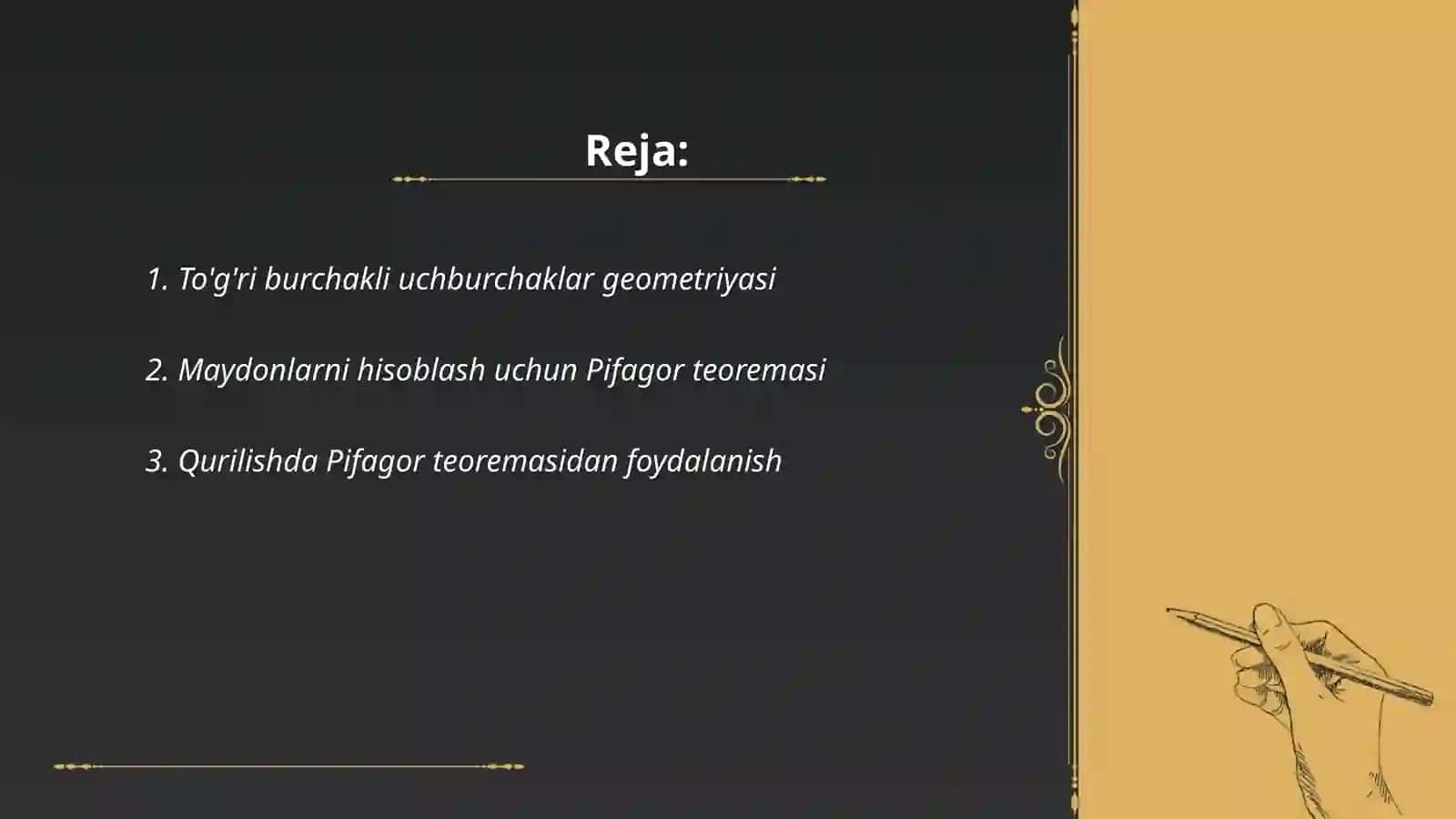 To'g'ri burchakli uchburchaklar geometriyasi 2