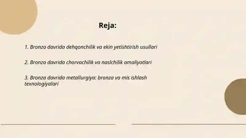 Bronza davri xo'jalik va madaniyati 2