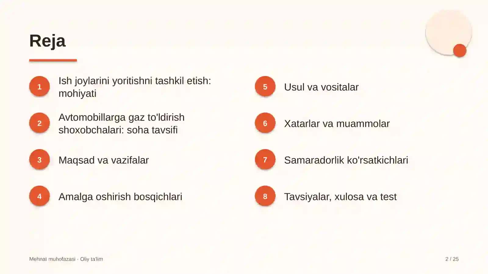 Avtomobillarga gaz to'ldirish shoxobchalarida ish joylarini yoritishni tashkil etish 2
