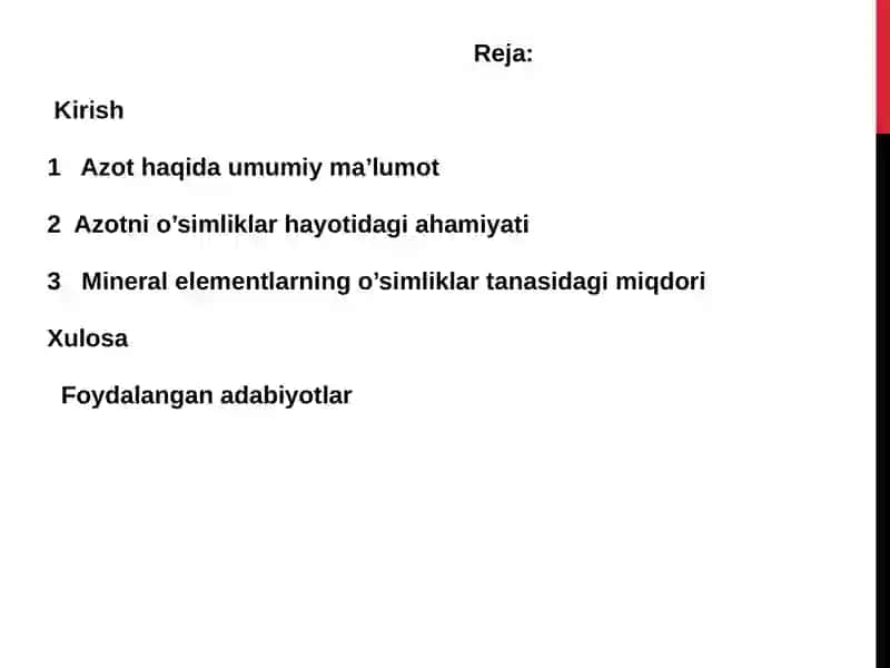 Azotning o'simliklarni rivojlanish davrlariga vahosi lig'ata'siri 2