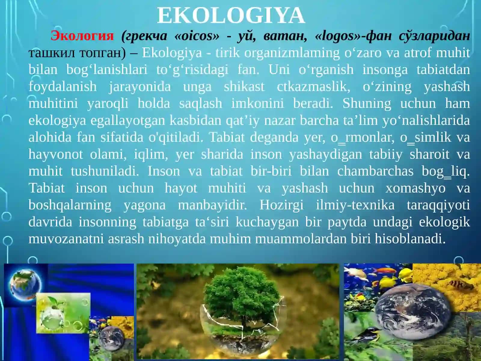 2-Ma’ruza: Yo‘l ekologiyasi predmeti va vazifalari 2