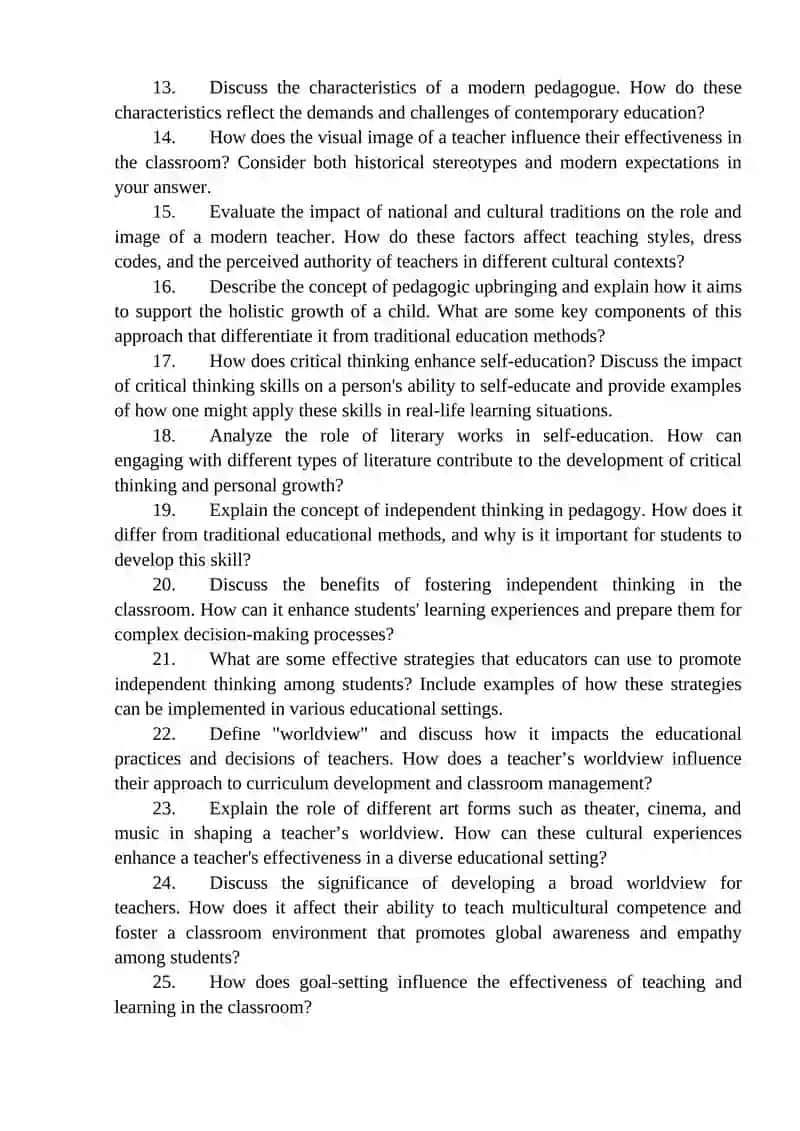MID-TERM ASSESSMENT QUESTIONS ON THE SUBJECT “PEDAGOGICAL SKILLS AND CULTURE” 2