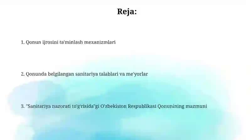 Sanitariya nazorati tóĝrisida 2