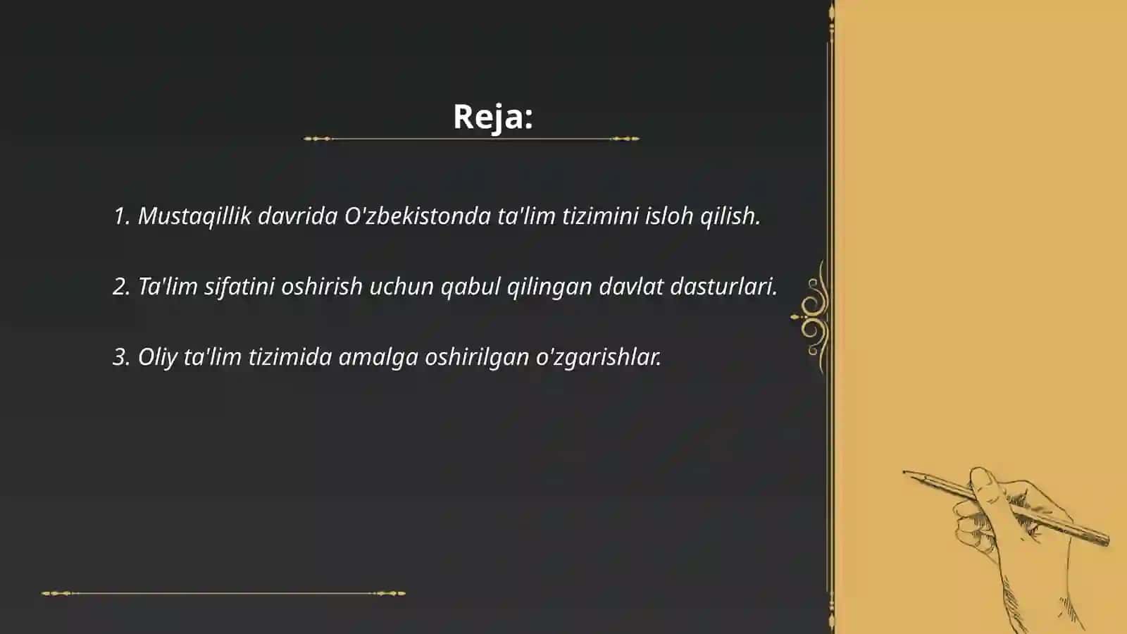 Mustaqillik yillarida Oʻzbekiston Respublikasida taʼlim sohasida amalga oshirilgan Oʻzbekiston va jahon hamjamiyati 2