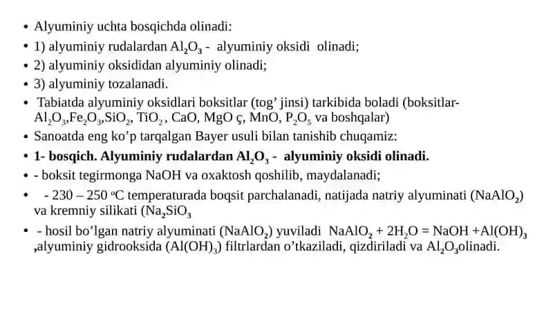Alyuminiy ishlab chiqarish 2