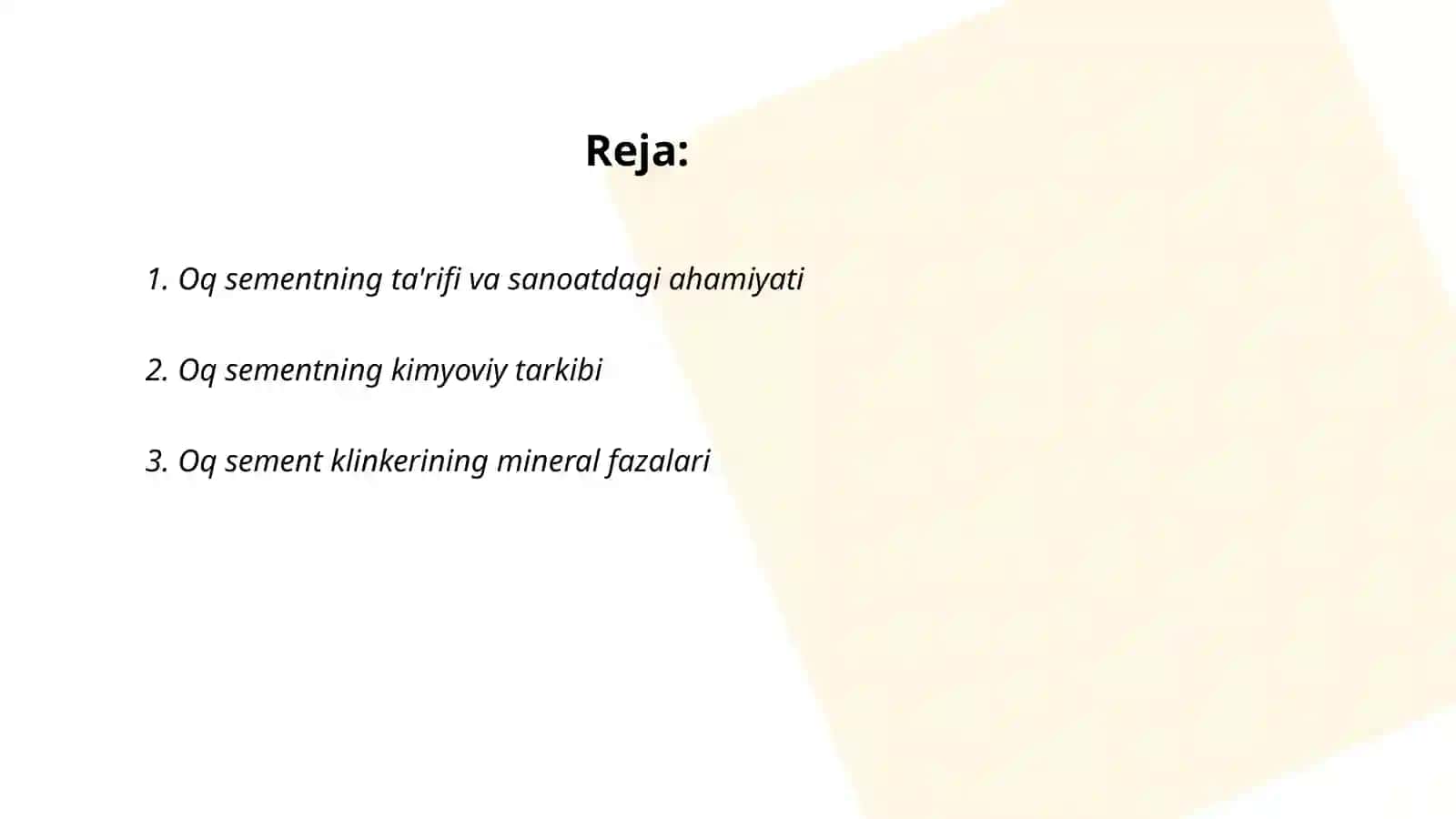 Oq sementning tarkibi va xossalari 2