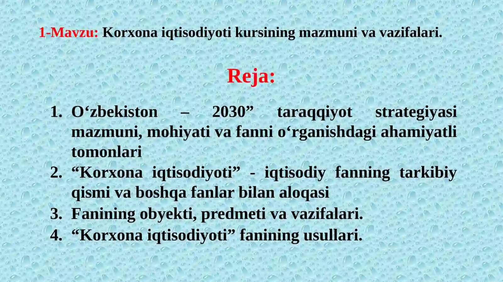 "Korxona iqtisodiyoti" 2
