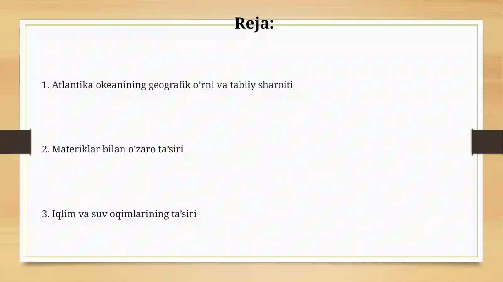 Atlantika okeanini atrofdagi materiklar tabiatiga tasirini o’rganish 2